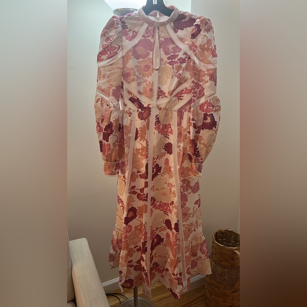 Ted Baker Denissa Floral Ladder Trim Midi Dress
Color: DUSKY PINK 
Size: 0 (2) - Picture 3 of 5